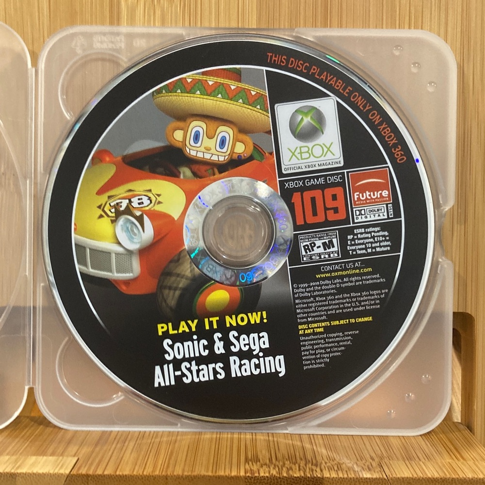 Xbox Sonic & Sega All-Stars Racing demo disc